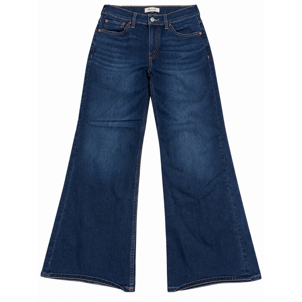 RE/DONE Mid Rise Wide Leg Cropped Jeans Blue 27